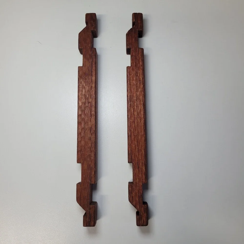 Vintage Long Square Interlocking Wooden Blocks Set of 2 Brown 8.25 Inch Notched